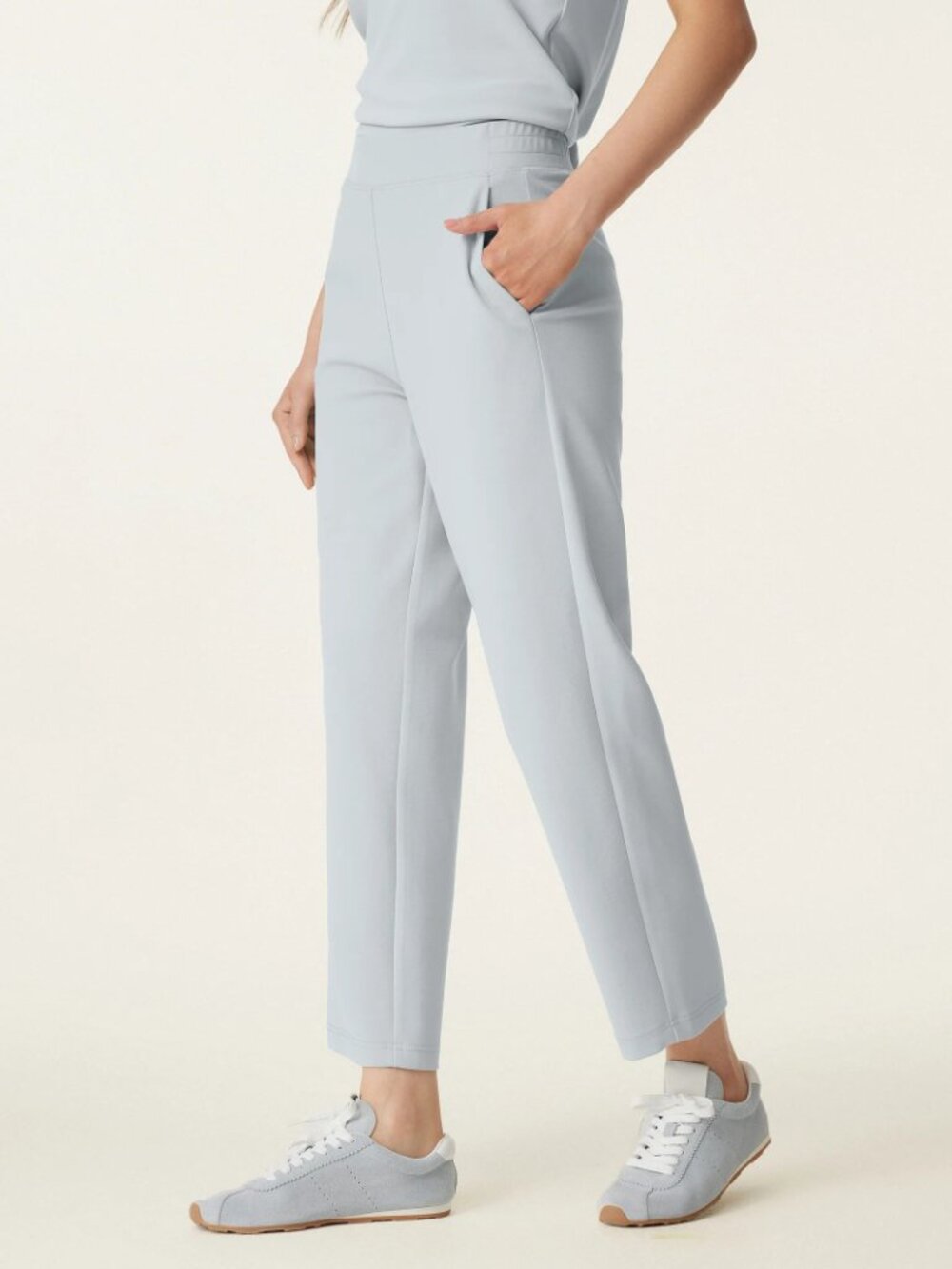 NWT OGL Sandwashed Mid Rise Pull-on Tapered Pants w/ Pockets Smoked Blue #A1999 - Picture 3 of 15